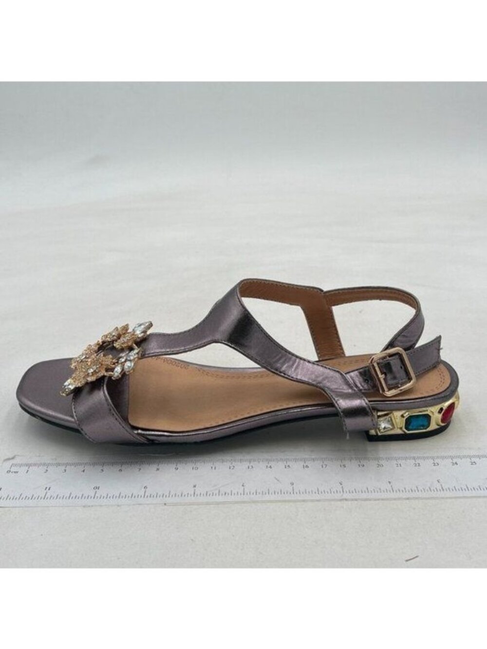 Purple Women's Jewel Heel Sandals - Sparkling Glamour and Sophisticated Comfort